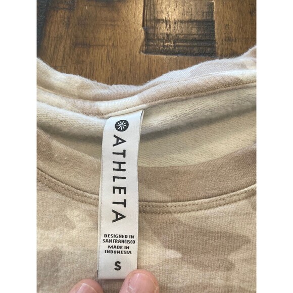 Athleta Balance Pullover Sweatshirt Womens Size Small Camouflage Tan - Picture 6 of 9